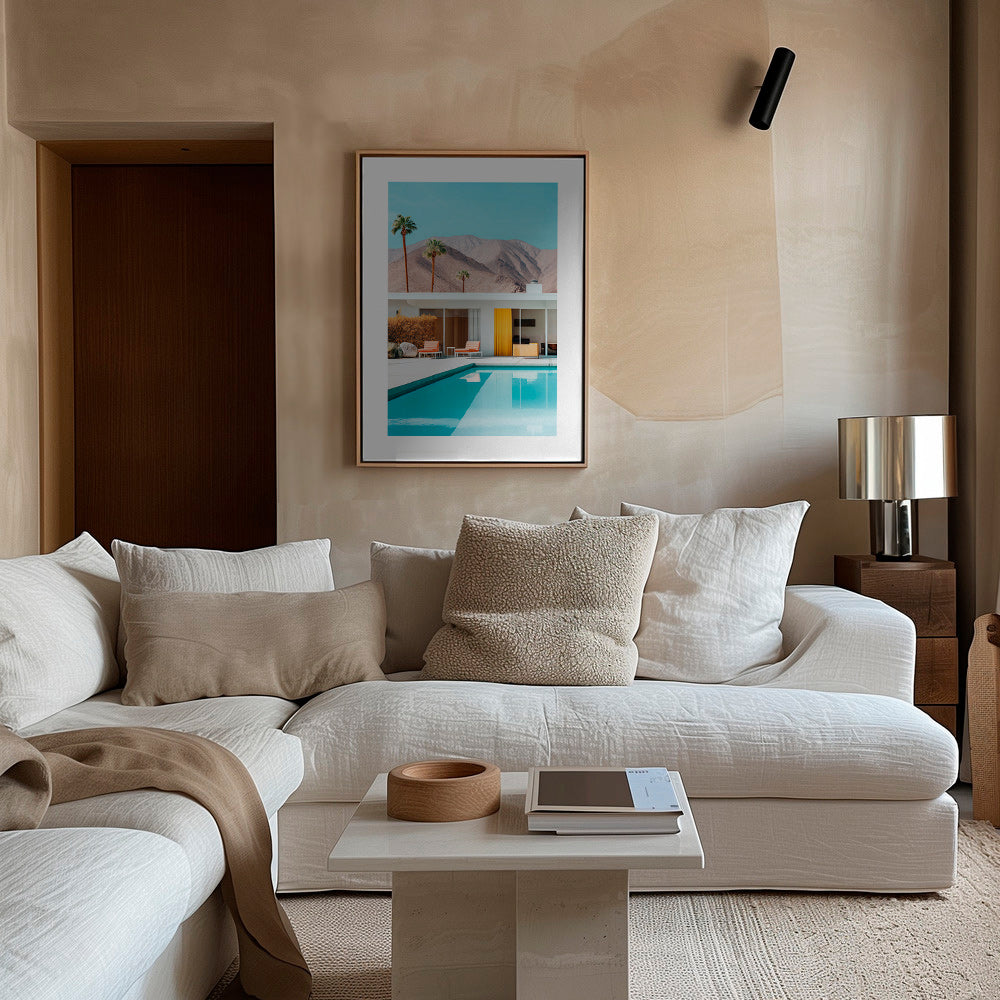 Landskabskunst med pool og palmer – Canvas1