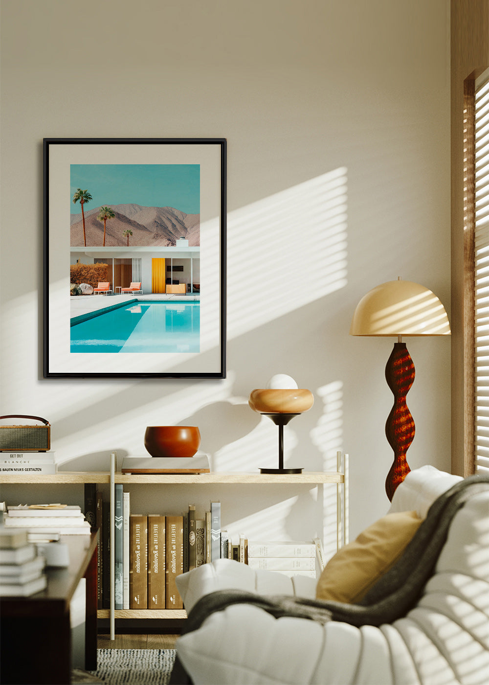 Landskabskunst med pool og palmer – Canvas2