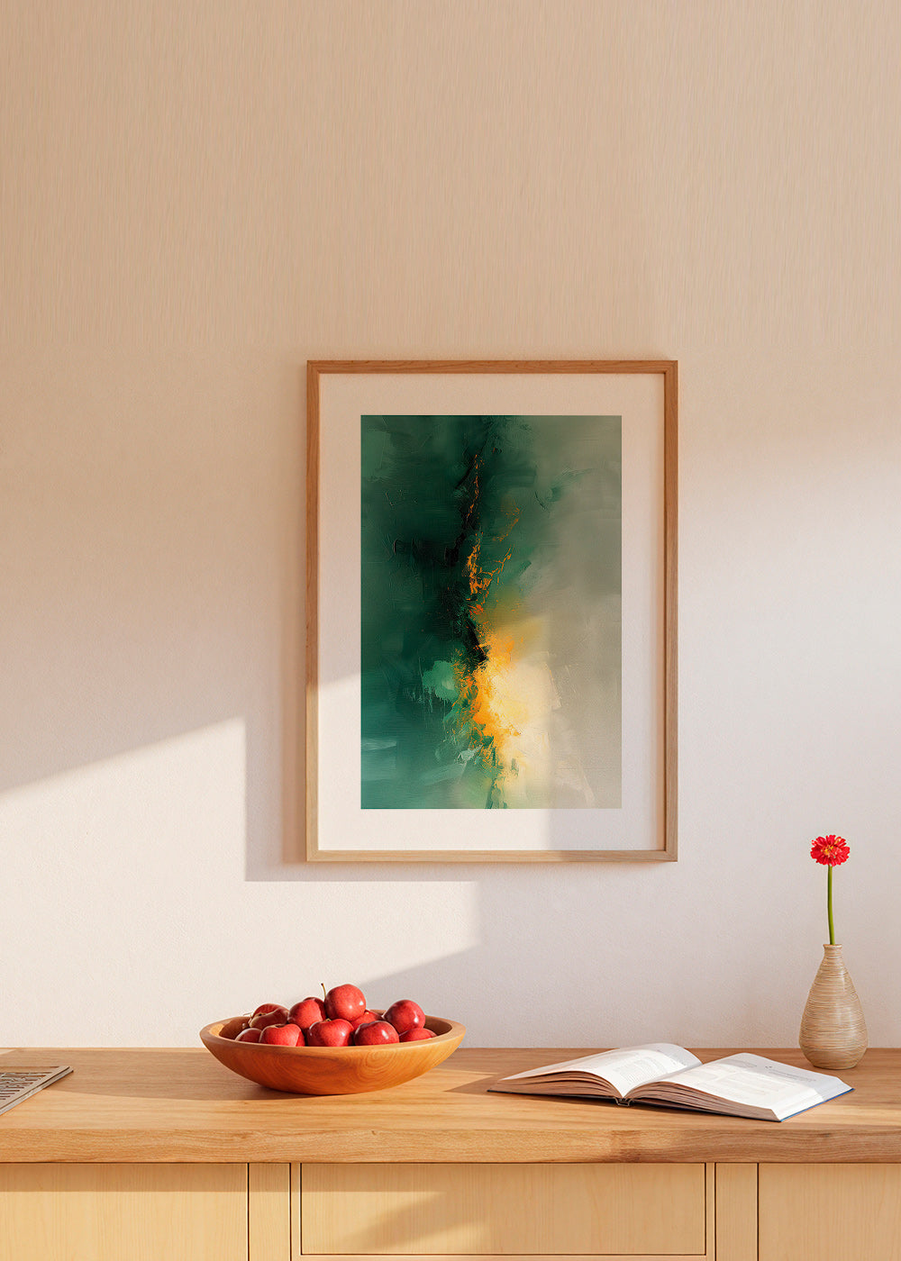 Abstrakt maleri grøn og gylden - Skumring – Product2