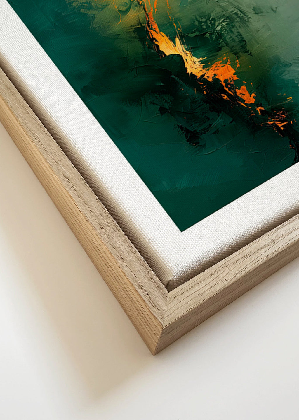 Abstrakt billede med lodrette grønne streger – Canvas detail