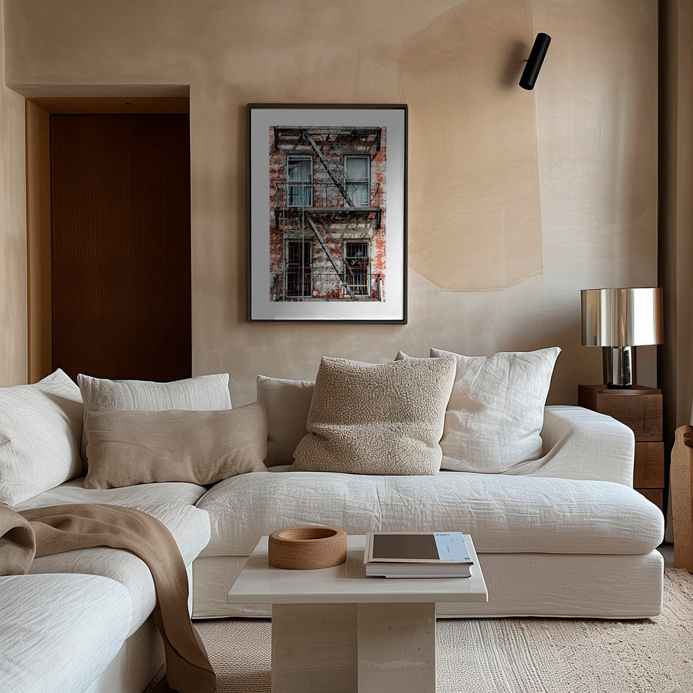 Fotografi af facade med brandstige – Canvas1