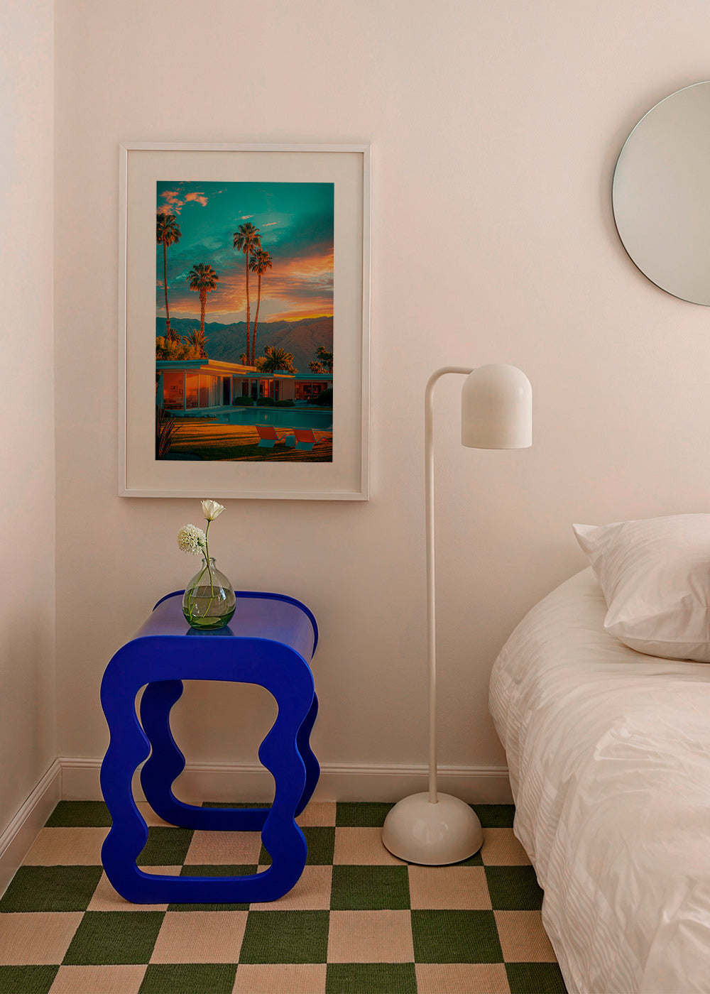 Køkkenkunst: palmer i solnedgang ved pool – Product2