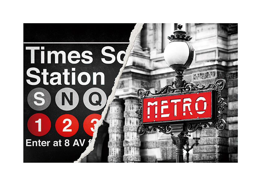 Rejseplakat med rød Metro-skilte