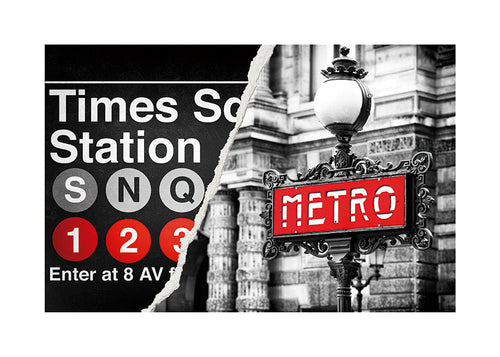 Rejseplakat med rød Metro-skilte
