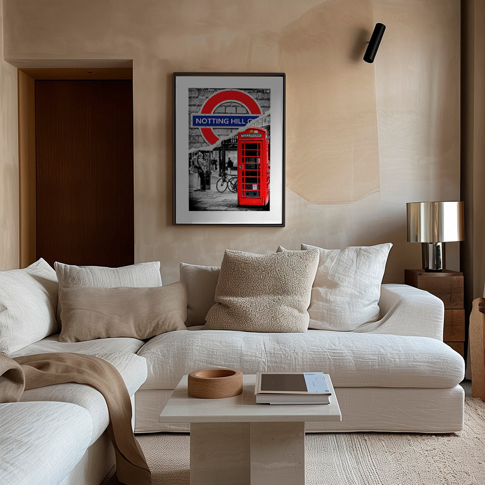 Køkkenkunst? Bykunst med rød telefonboks Notting Hill – Canvas1