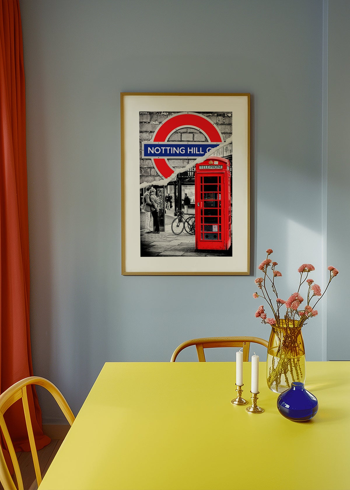 Køkkenkunst? Bykunst med rød telefonboks Notting Hill – Product3