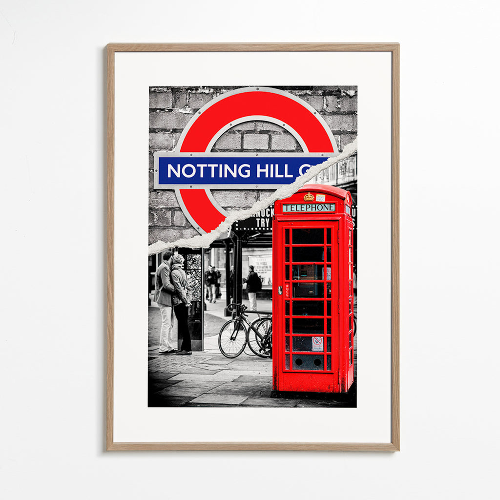 Køkkenkunst? Bykunst med rød telefonboks Notting Hill – Oak Frame