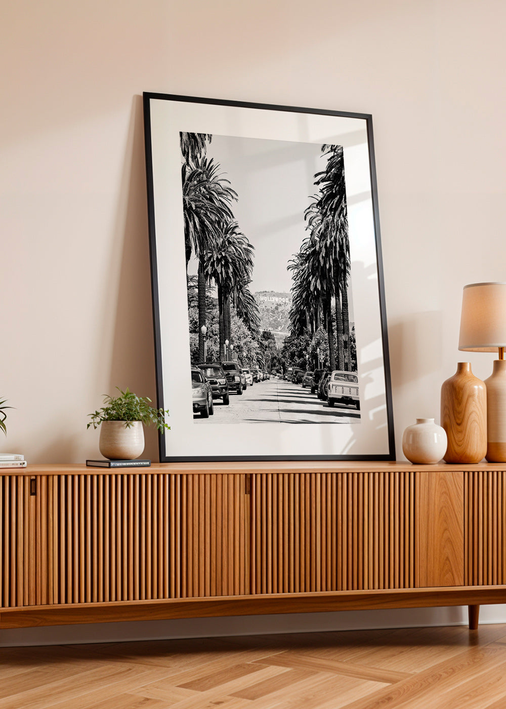 Rejseplakat Hollywood palmegade i sort-hvid – Product3