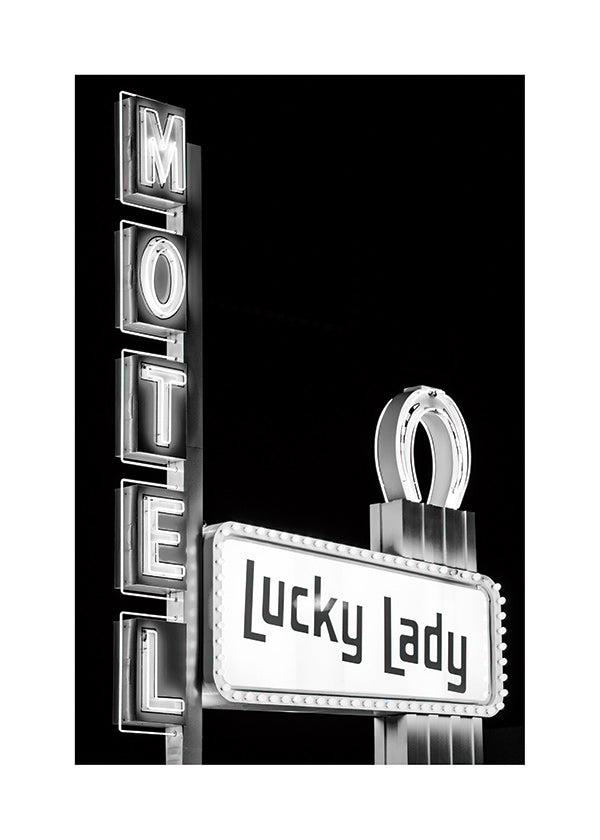 Fotografi Motel Lucky Lady-neonskilt