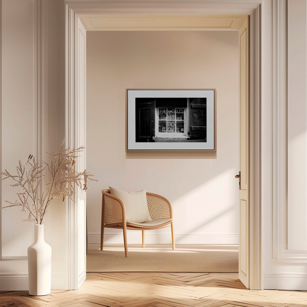 Køkkenkunst: New Orleans skilt i sort-hvid – Canvas1