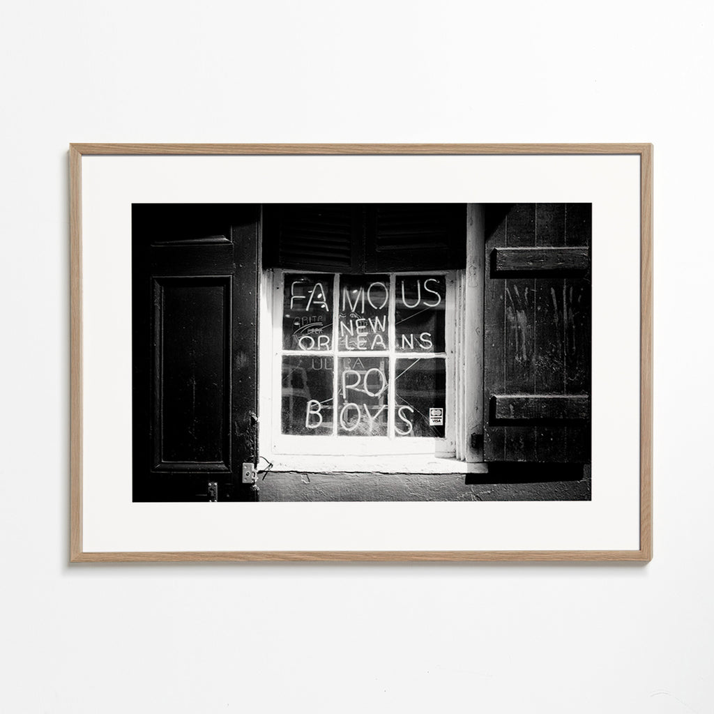 Køkkenkunst: New Orleans skilt i sort-hvid – Oak Frame