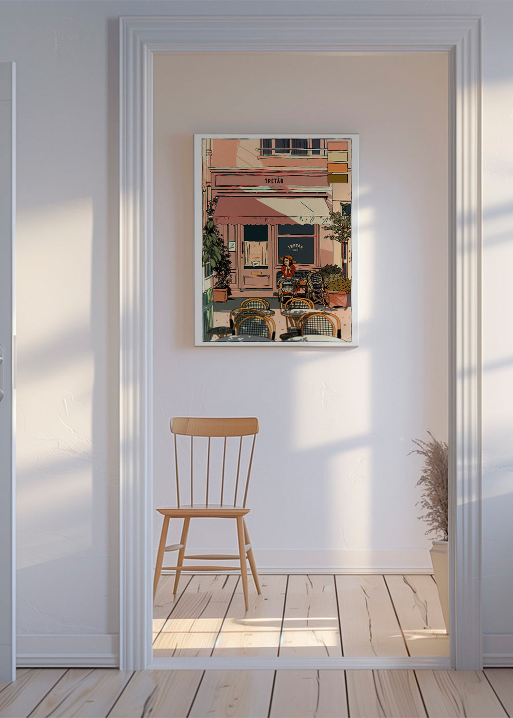 Køkkenkunst med bistroterrasse og stole