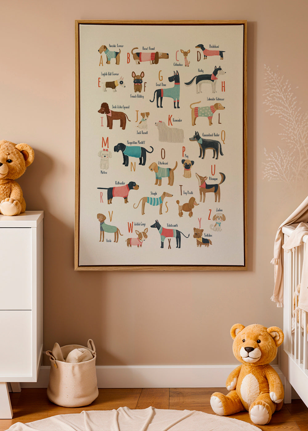Illustration alfabet med hunde