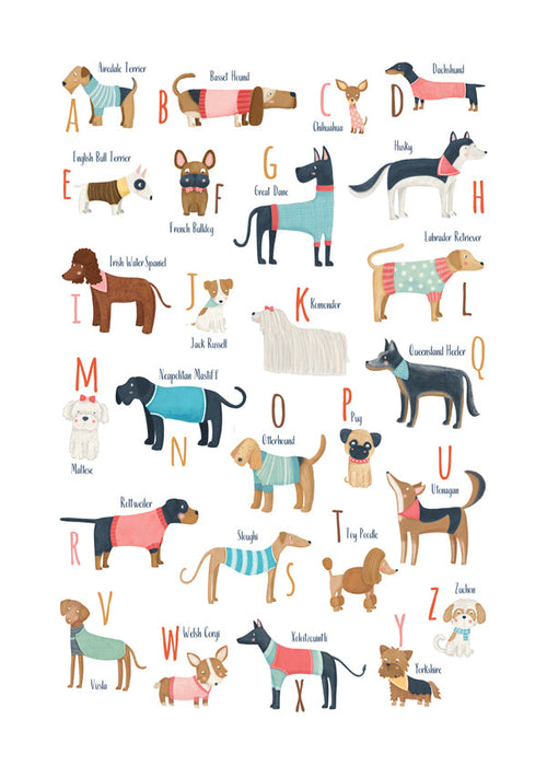 Illustration alfabet med hunde