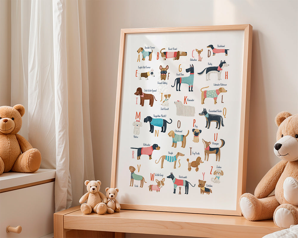 Illustration alfabet med hunde