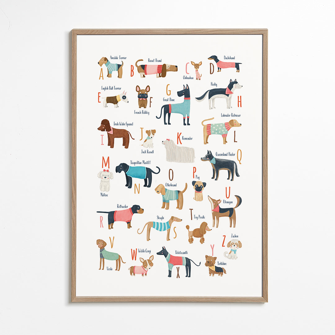 Illustration alfabet med hunde