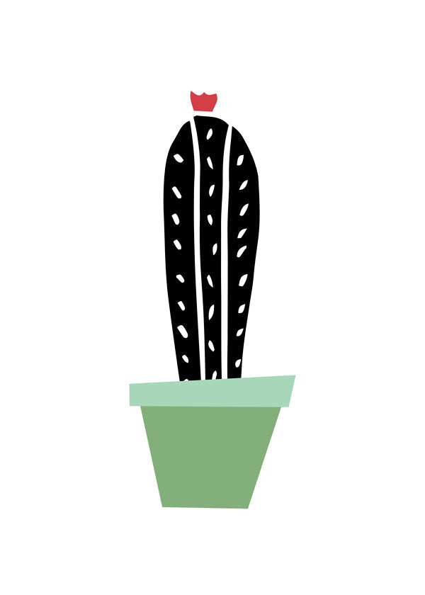 Botanisk plakat: minimalistisk kaktus i potte