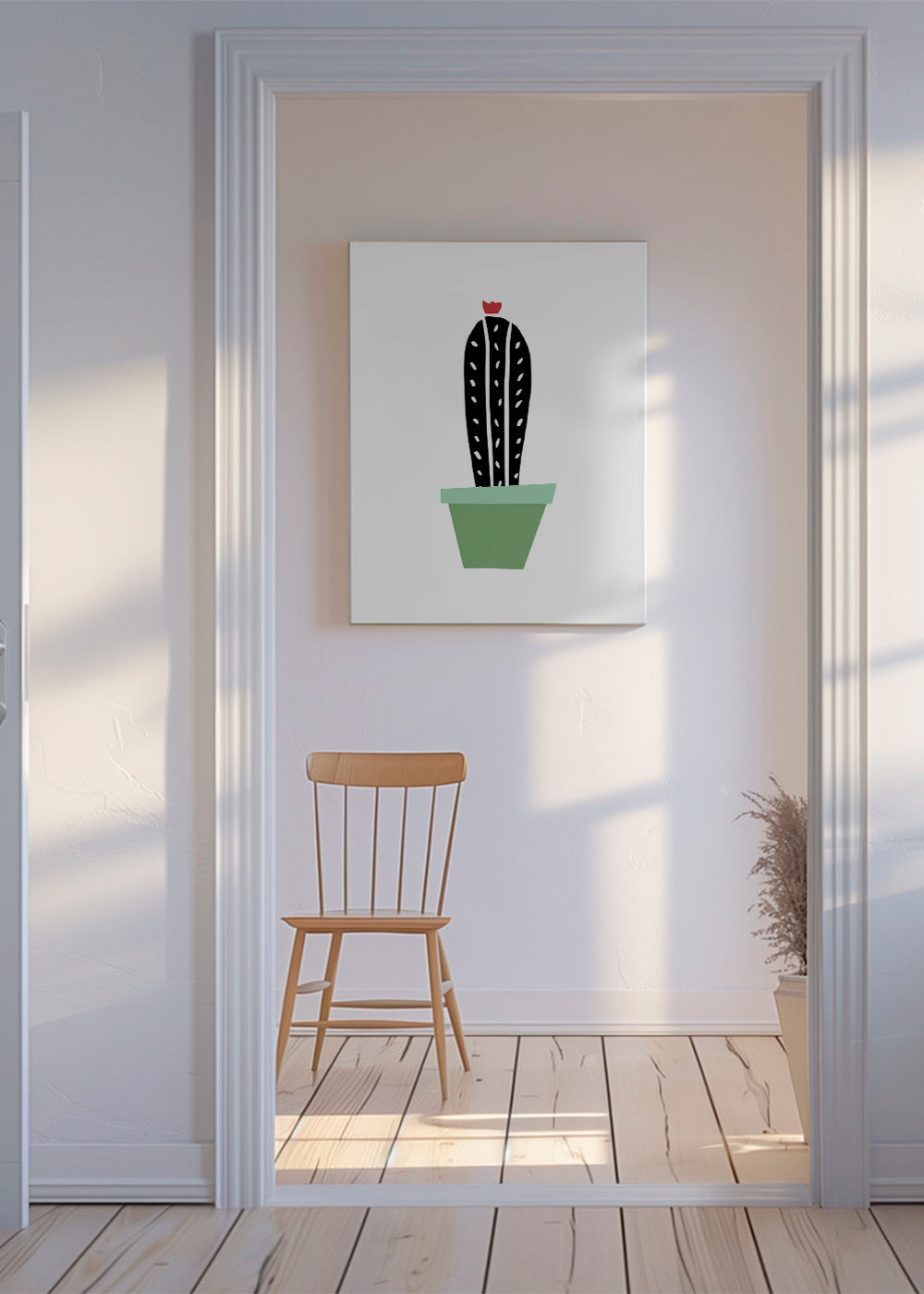 Botanisk plakat: minimalistisk kaktus i potte