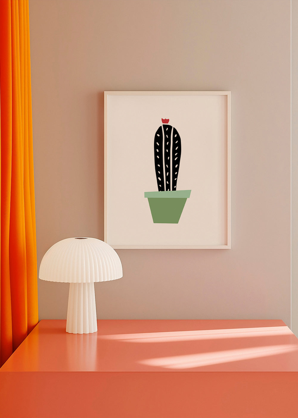 Botanisk plakat: minimalistisk kaktus i potte