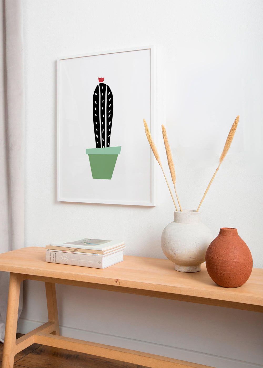 Botanisk plakat: minimalistisk kaktus i potte