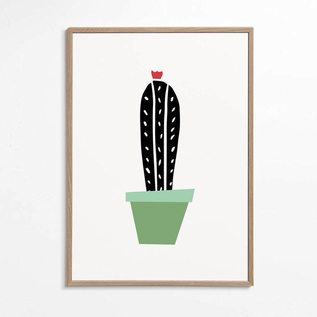 Botanisk plakat: minimalistisk kaktus i potte
