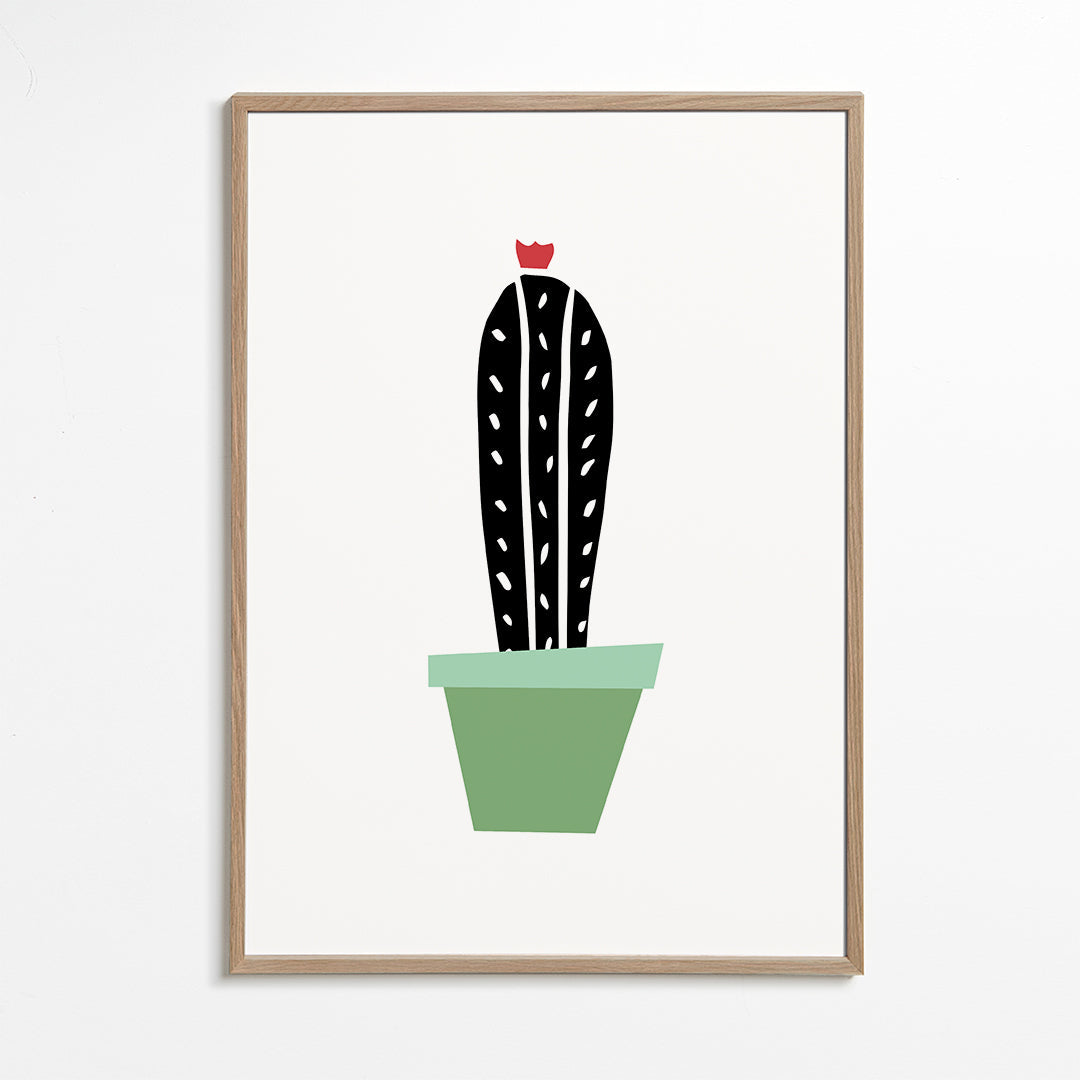 Botanisk plakat: minimalistisk kaktus i potte