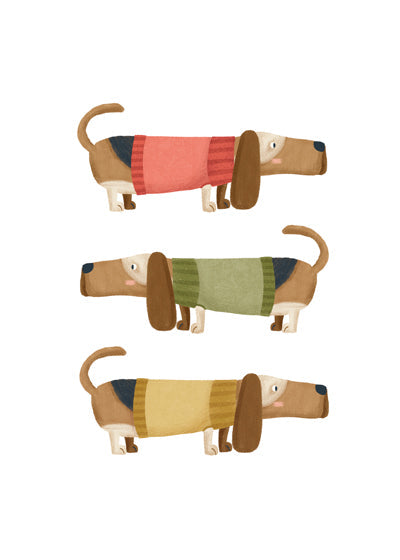 Illustration af dachshund-trio
