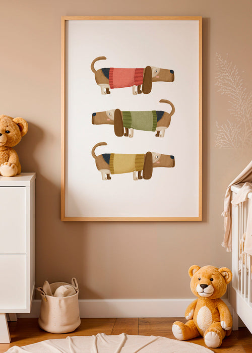 Illustration af dachshund-trio