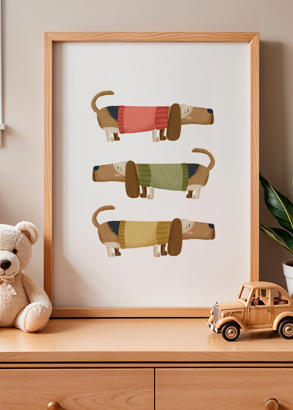 Illustration af dachshund-trio