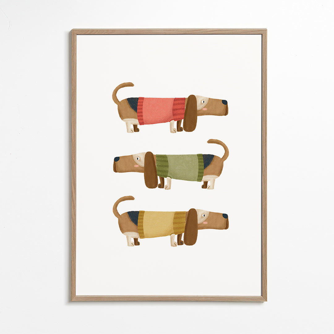 Illustration af dachshund-trio