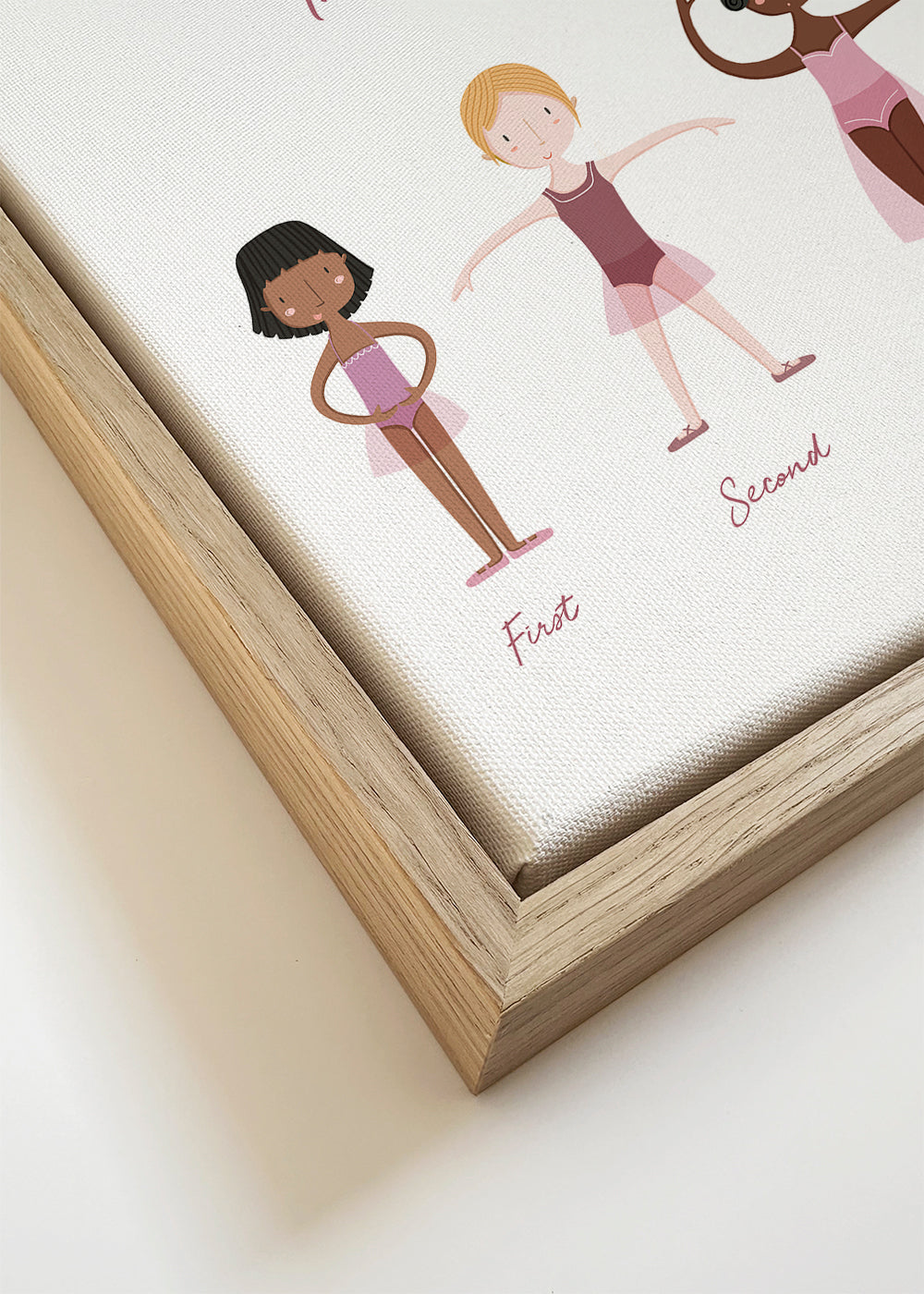 Illustration fem balletpositioner lilla