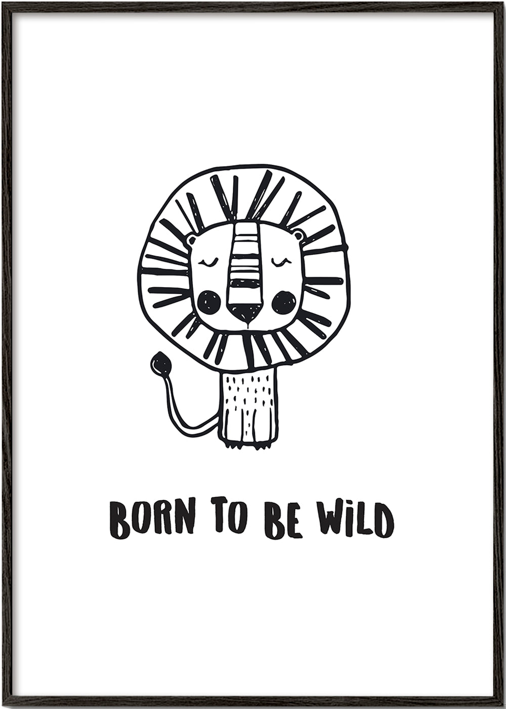 Minimalistisk løve-illustration 'Born to be wild'
