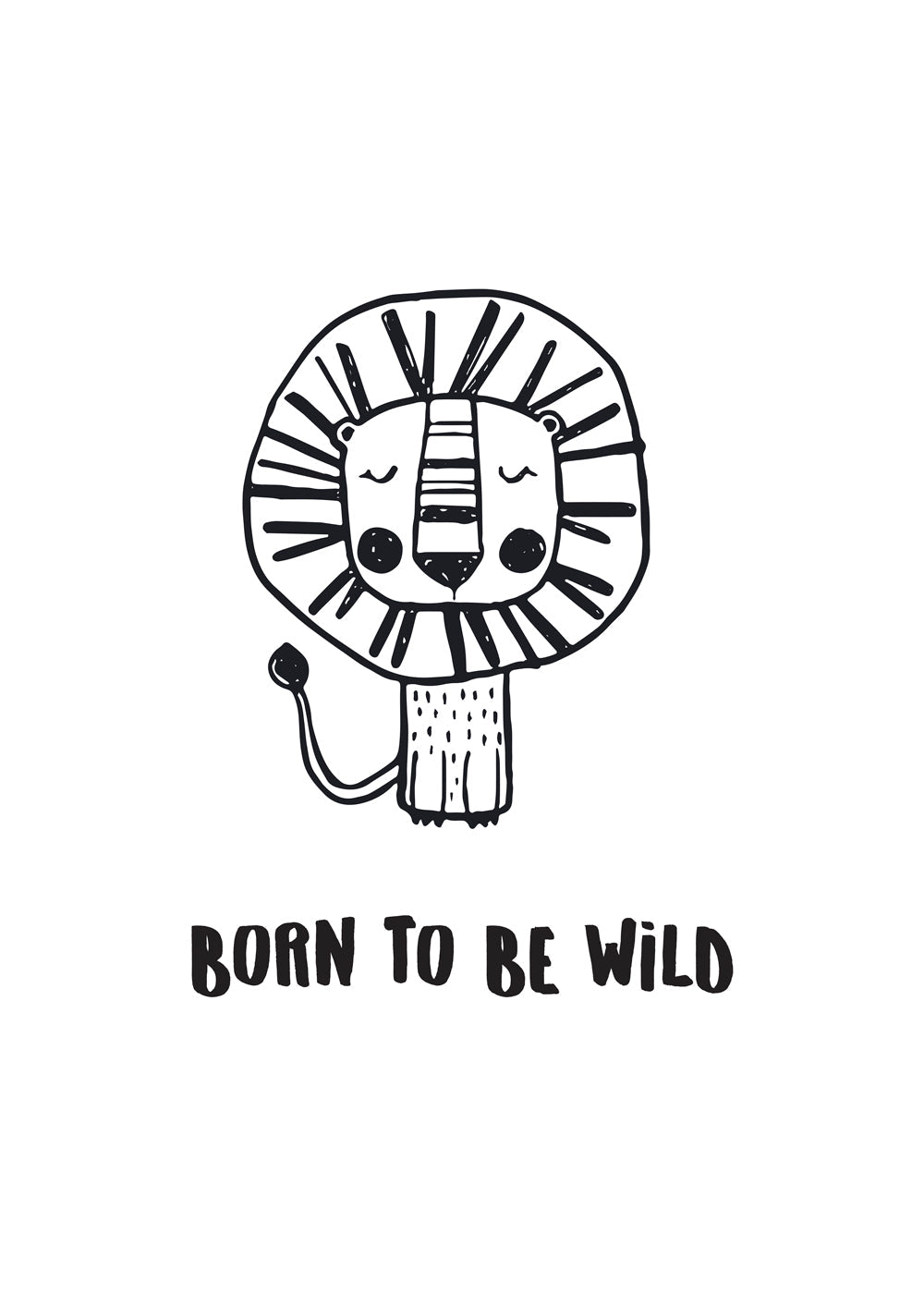 Minimalistisk løve-illustration 'Born to be wild'