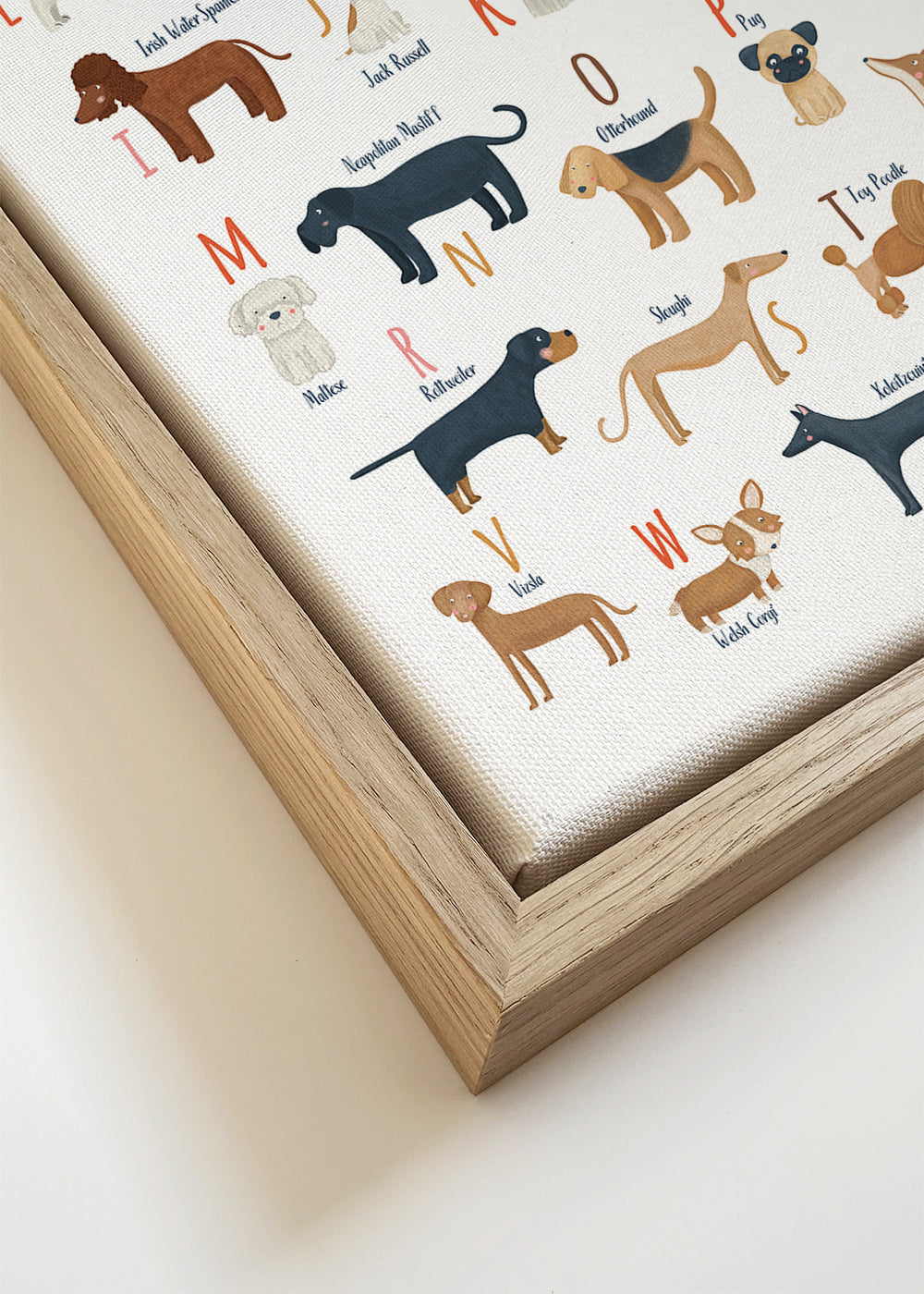 Børneplakat Hundebogstaver illustreret