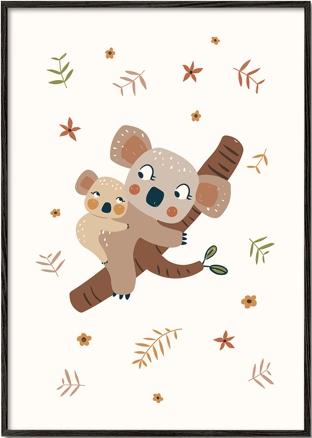 Børneplakat med koala-mor og baby