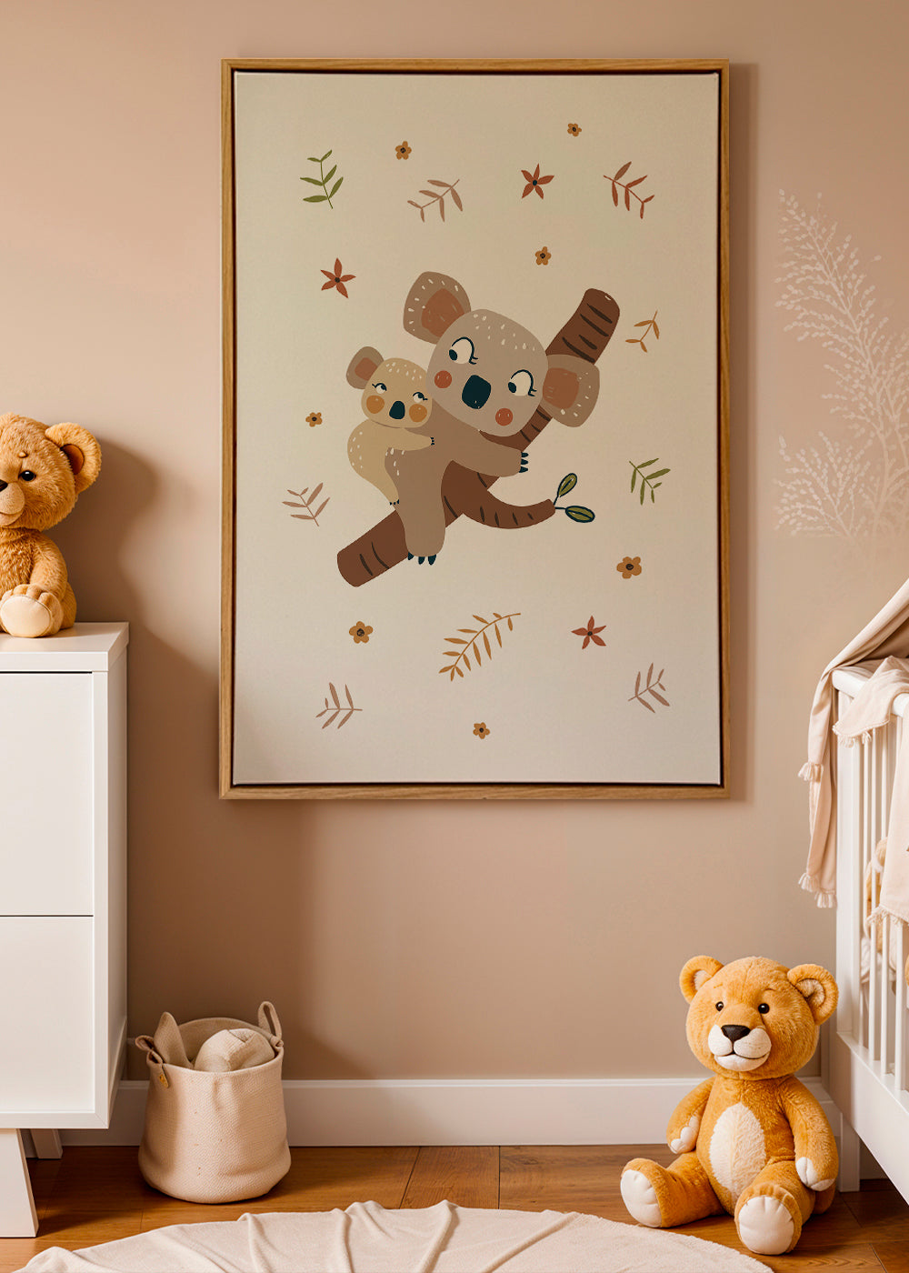 Børneplakat med koala-mor og baby