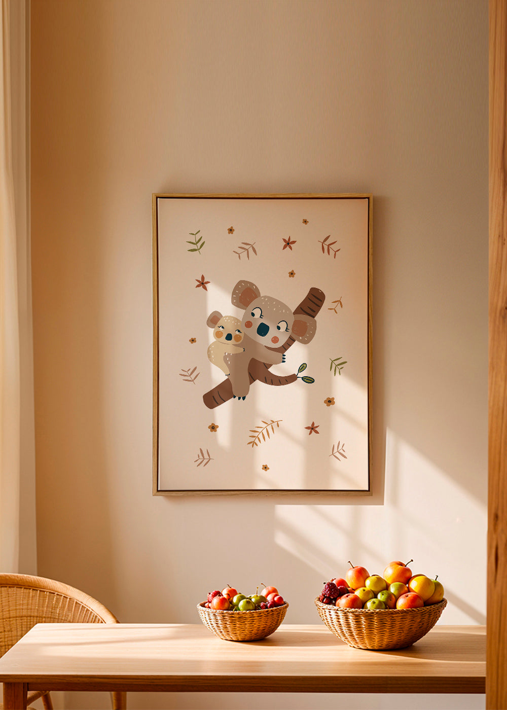 Børneplakat med koala-mor og baby
