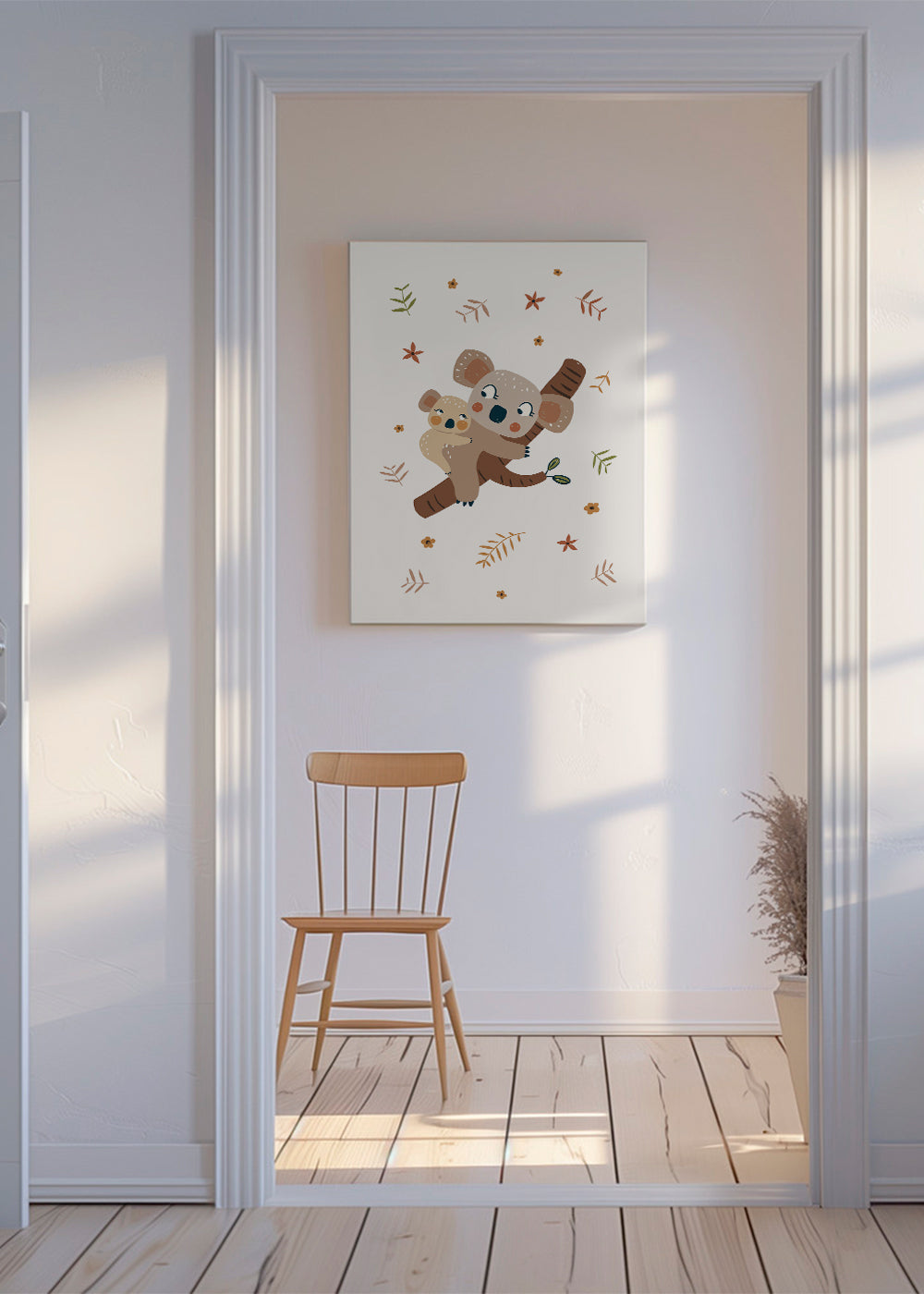 Børneplakat med koala-mor og baby