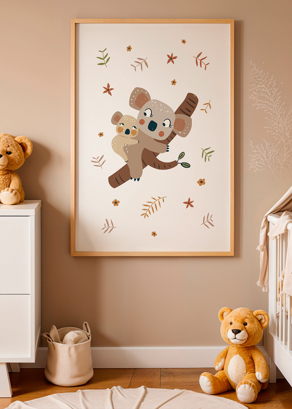Børneplakat med koala-mor og baby
