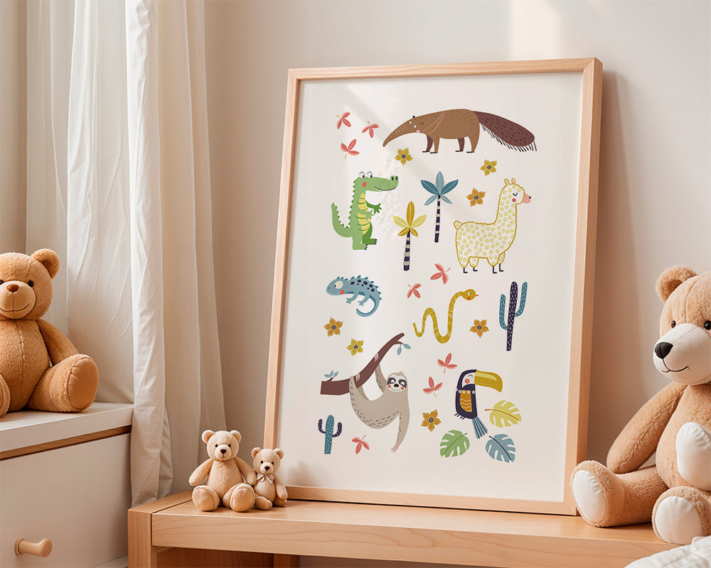 Børneillustration sydamerikanske dyr charmerende