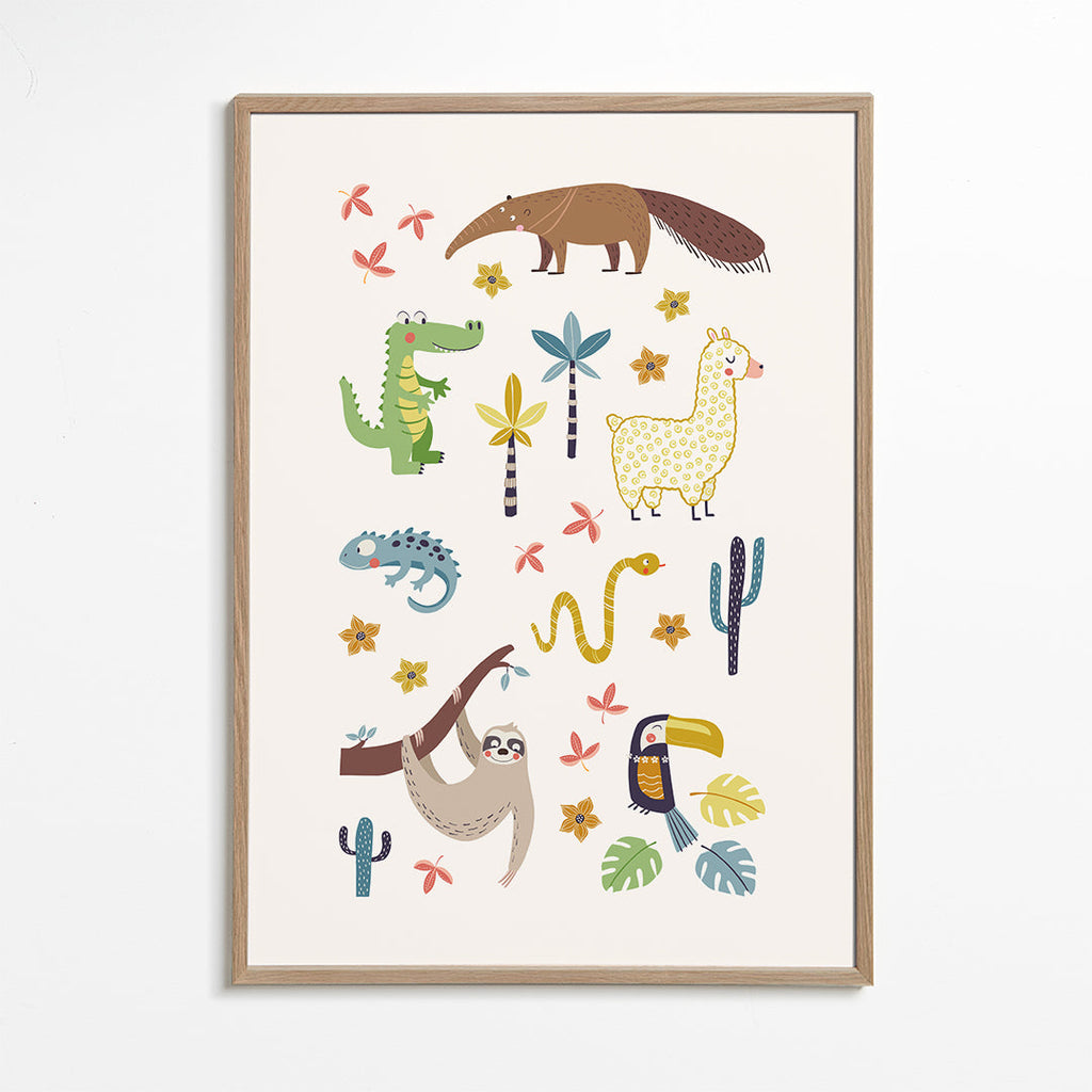 Børneillustration sydamerikanske dyr charmerende