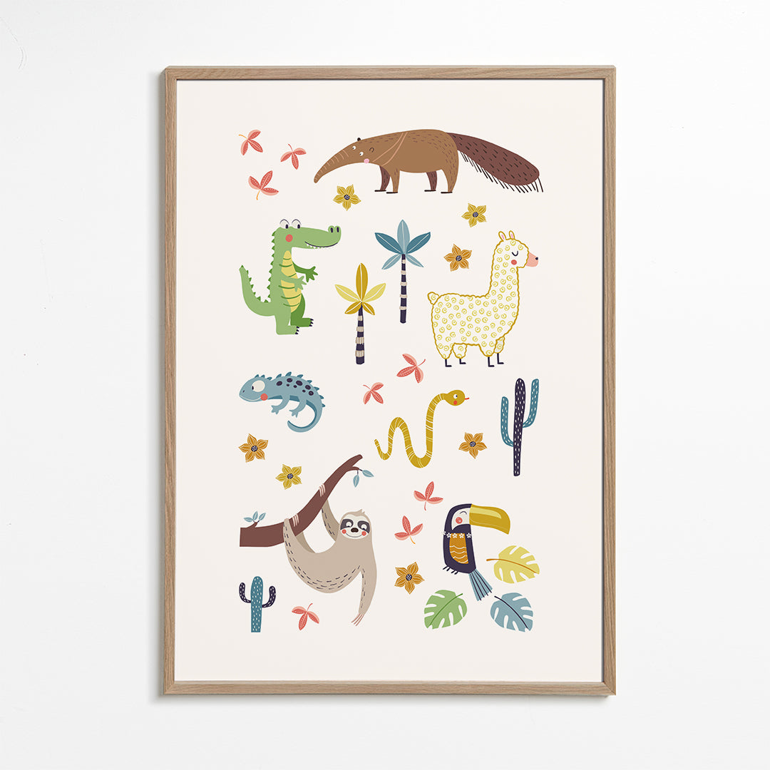 Børneillustration sydamerikanske dyr charmerende