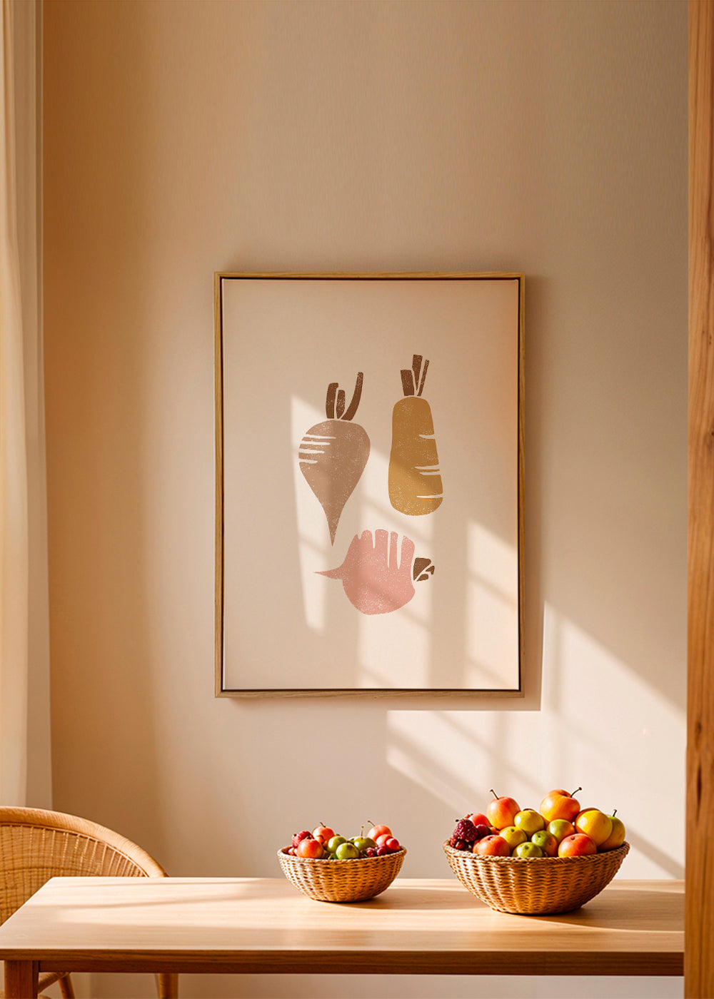 Køkkenkunst med styliserede rodfrugter
