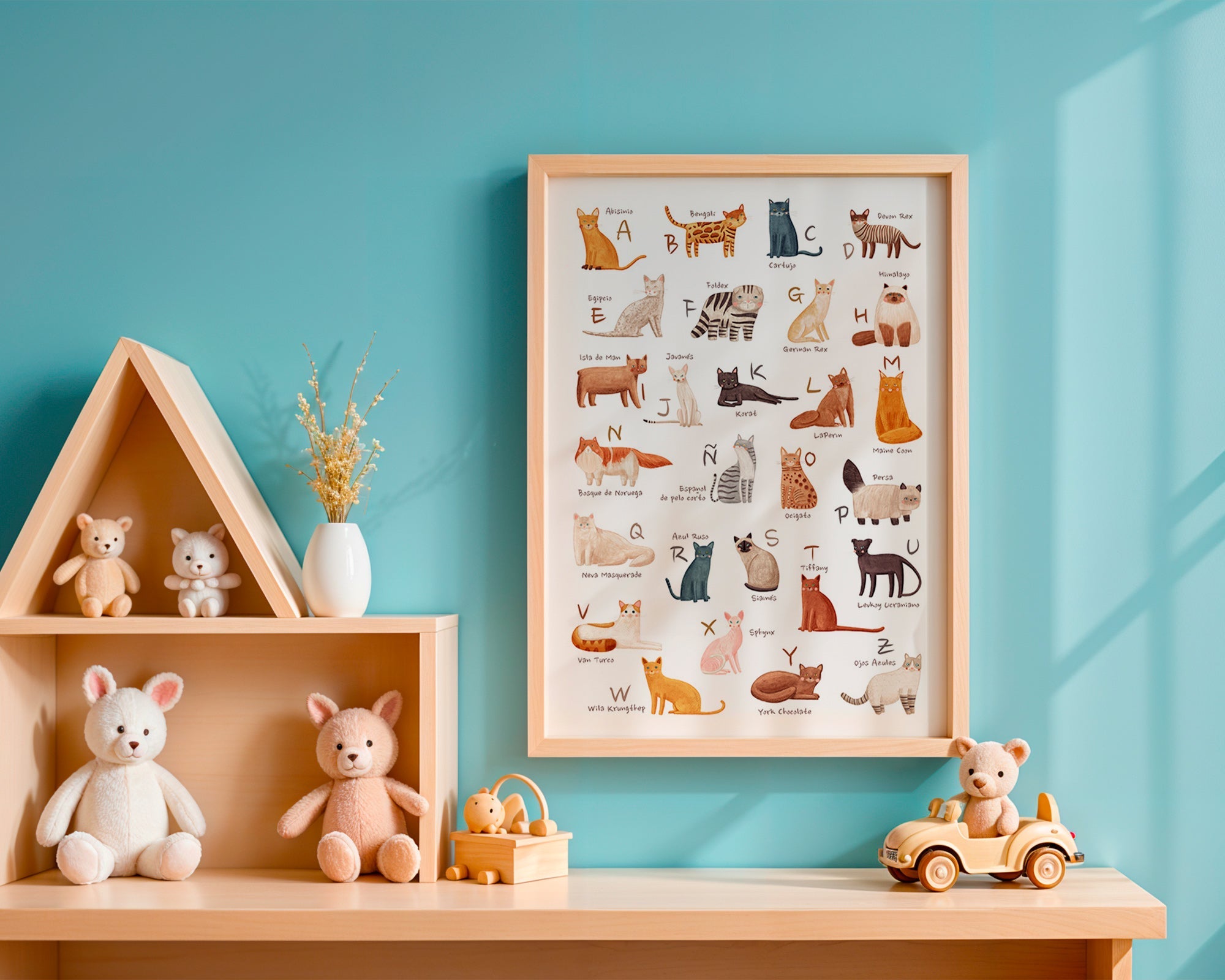 Børneplakat Illustreret kattealfabet