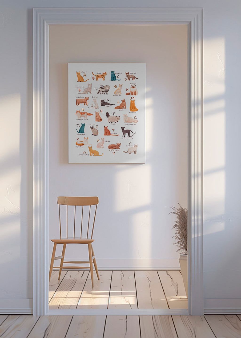 Børneplakat: katte-alfabet illustration