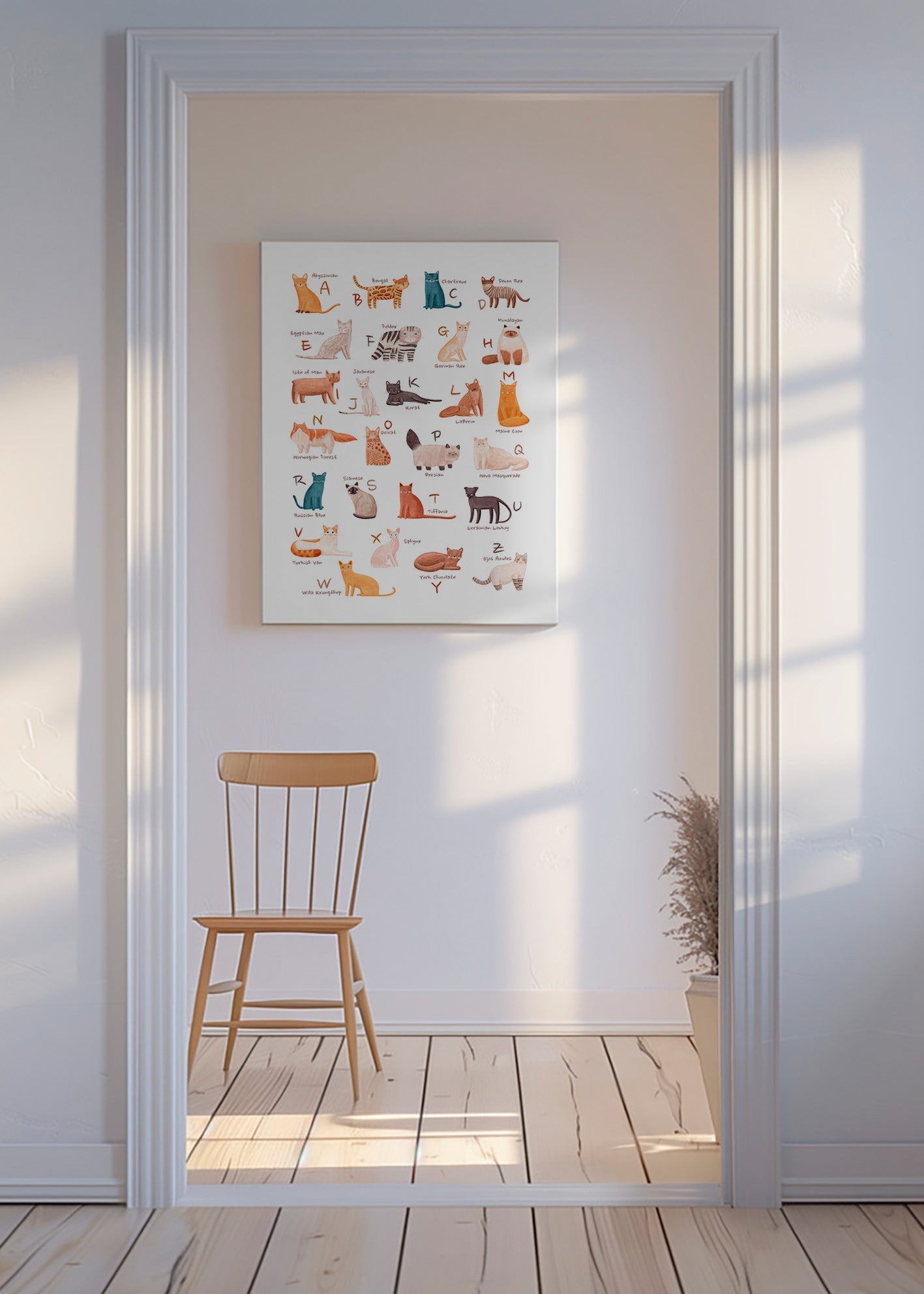 Børneplakat: katte-alfabet illustration