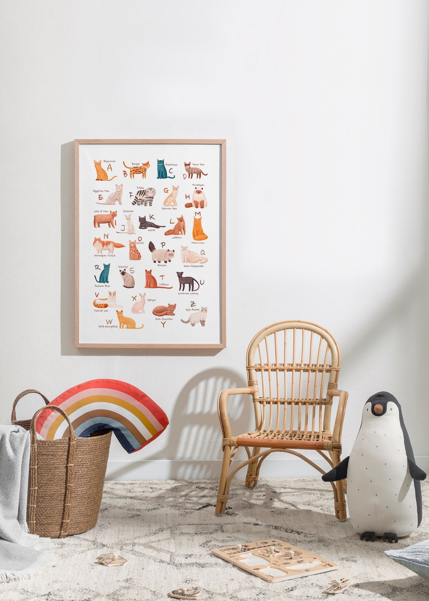 Børneplakat: katte-alfabet illustration