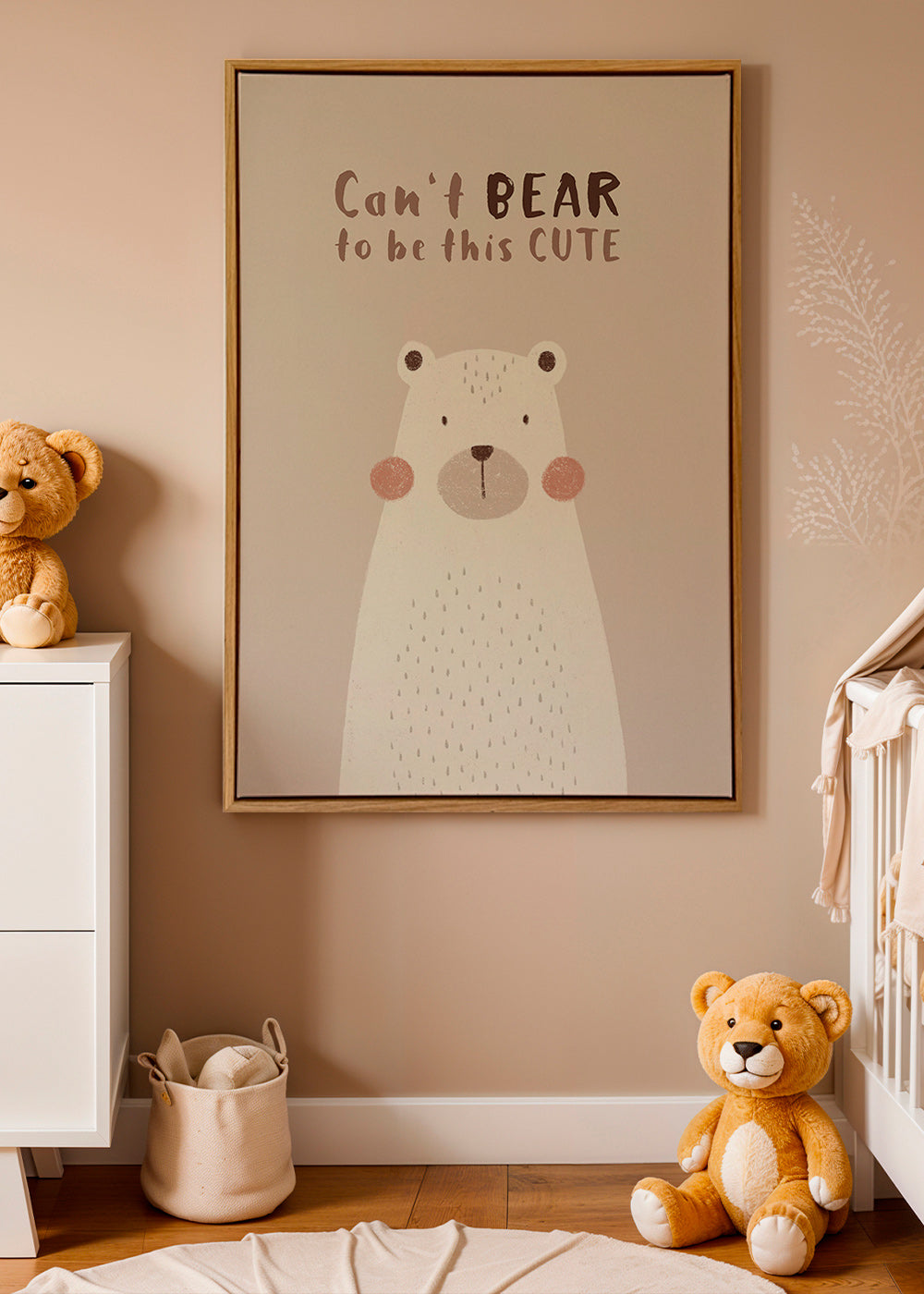 Børneplakat: sød beige bjørn