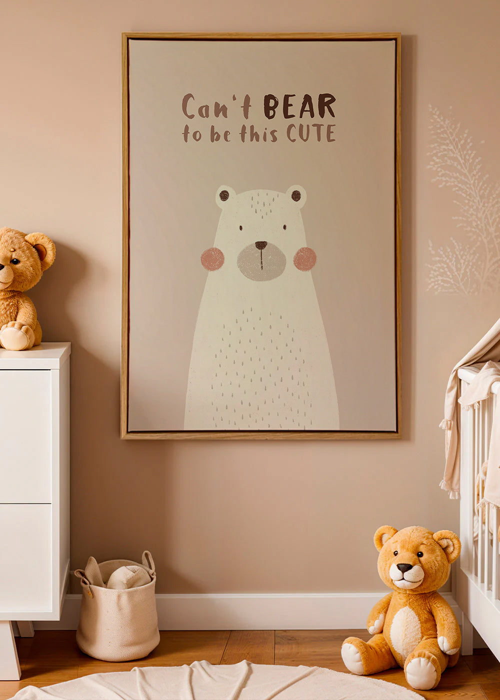 Børneplakat: sød beige bjørn