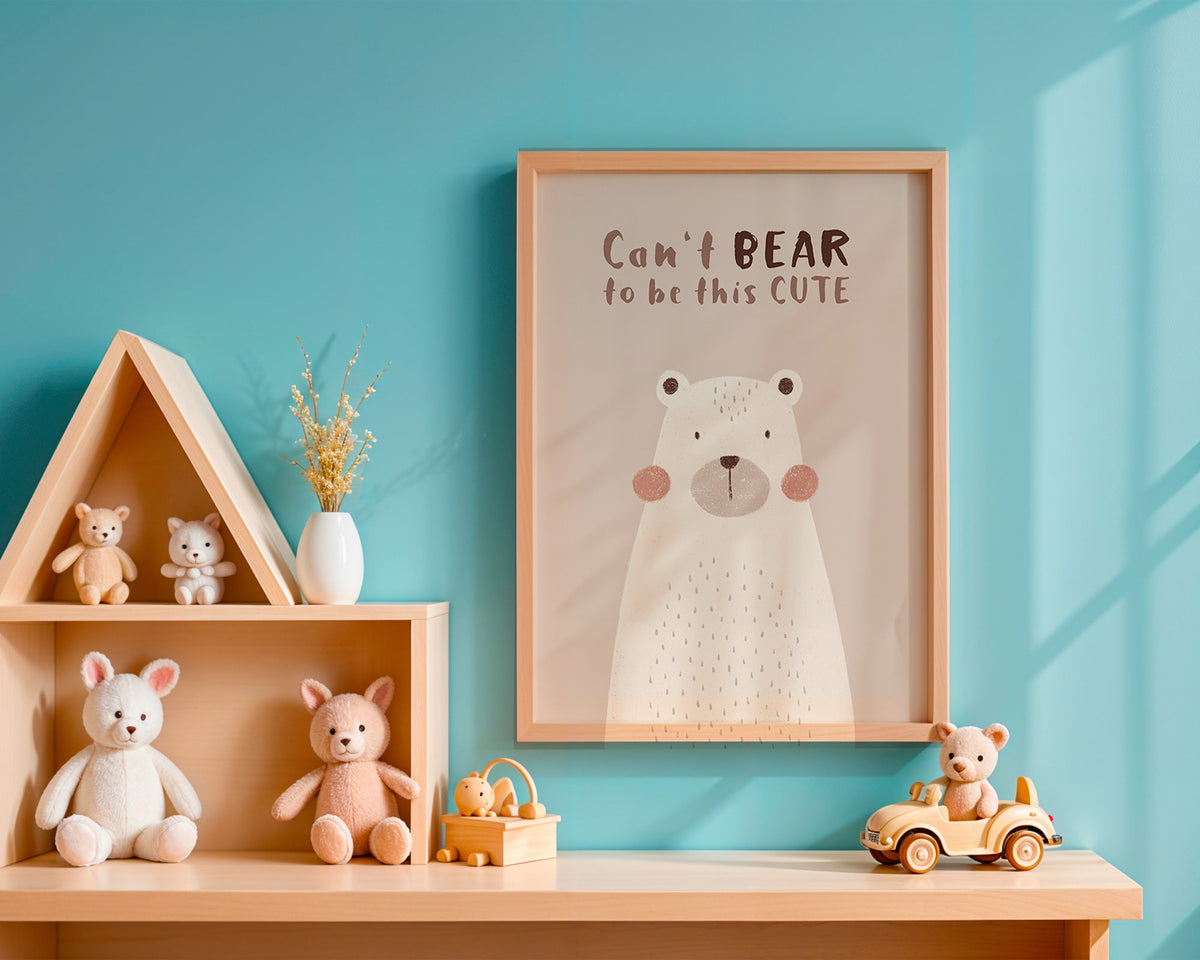 Børneplakat: sød beige bjørn